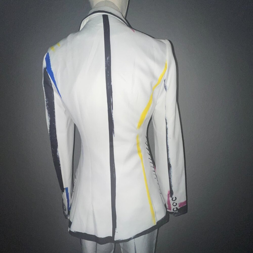 L'ATISTE COLOR ME BAD ARTSY PANTS SUIT GRAPHIC PAINTED CONTRASTING OUTLINE - S - Picture 10 of 16